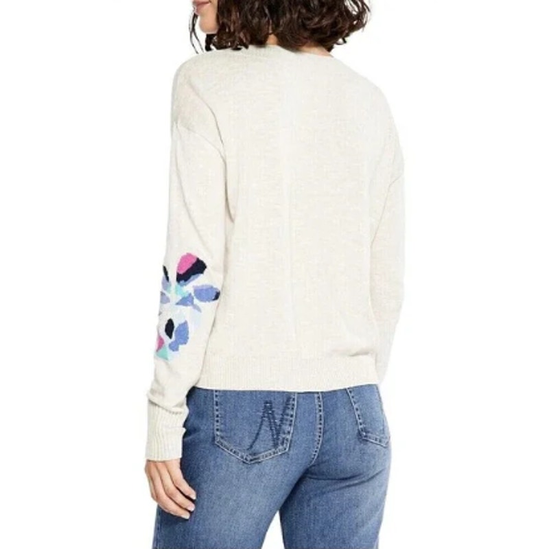 Nic + Zoe (Xl) Blooming Intarsia Floral Ribbed Drop Shoulder V-Neck Sweater Top — image 7 of 8